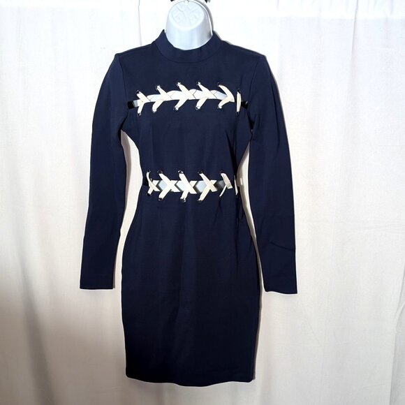 GUESS LOS ANGELES Bodycon CUT OUT Dress Sz S Long Sleeves NIGHT OUT FORMAL A GEM - Picture 1 of 11
